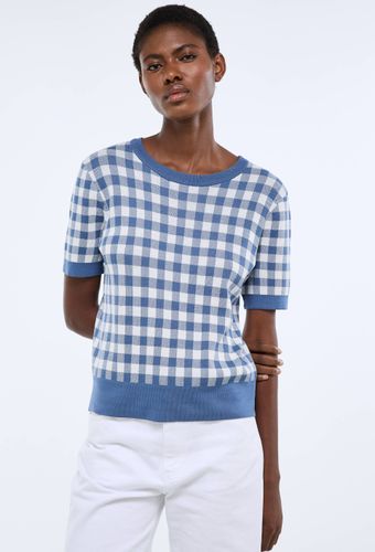 Pull manches courtes motif vichy - MONOPRIX - Modalova