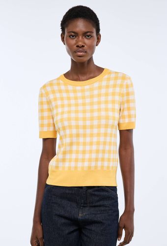 Pull manches courtes motif vichy - MONOPRIX - Modalova