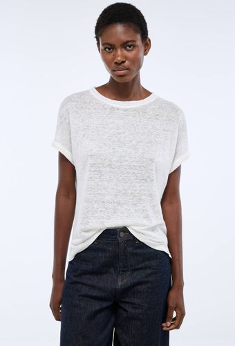 T-shirt manches à revers uni en lin - MONOPRIX PREMIUM - Modalova