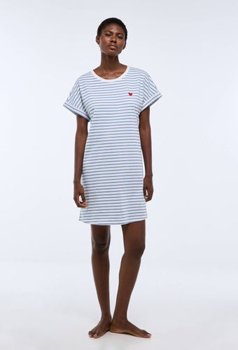 Chemise de nuit manches courtes rayée en coton BIO GOTS - MONOPRIX - Modalova