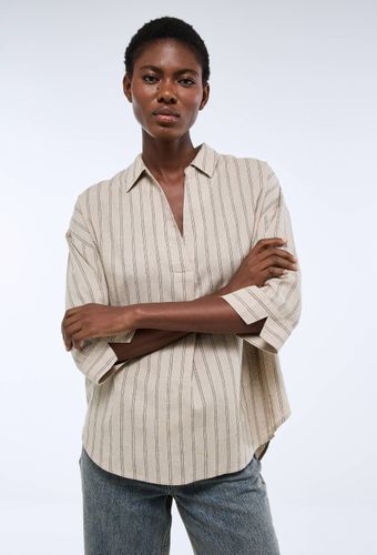 Blouse manches trois quarts rayée en lin coton - MONOPRIX - Modalova