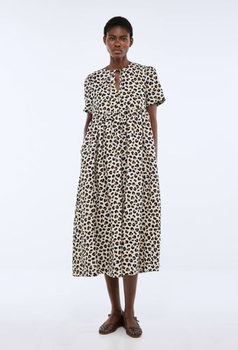 Robe midi ample imprimée léopard en lin - MONOPRIX PREMIUM - Modalova