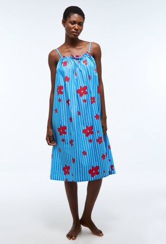 Chemise de nuit rayée et imprimée à motifs fleur en coton chambray - MONOPRIX - Modalova