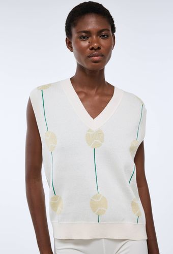 Pull jacquard sans manches en coton - SPORT - Modalova