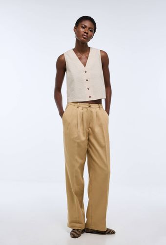 Pantalon fluide en coton et lin à pinces - MONOPRIX - Modalova