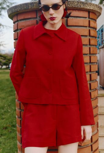 Veste courte contentant du coton et du lin - MONOPRIX - Modalova