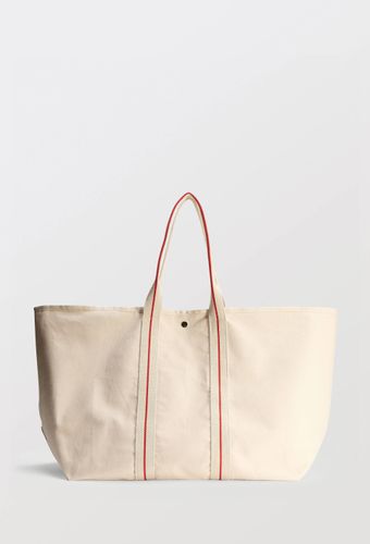 Cabas en coton à anses contrastées - MONOPRIX - Modalova
