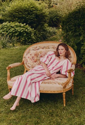 Robe longue rayée avec manches bouffantes en coton BIO GOTS - MONOPRIX - Modalova