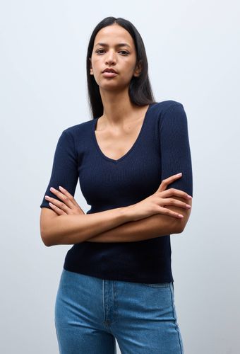Pull manches coude à côtes en coton et cachemire - MONOPRIX - Modalova