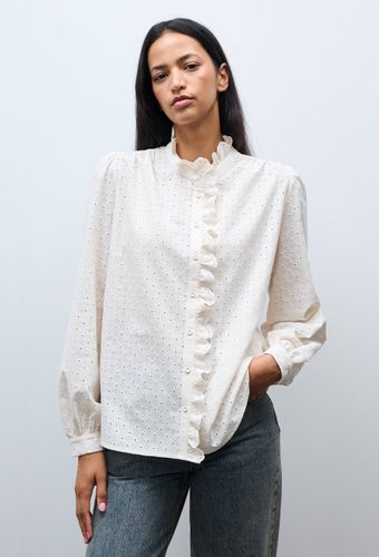 Blouse manches longues brodée en coton - MONOPRIX - Modalova