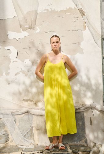 Robe longue à bretelles contenant du lin - MONOPRIX - Modalova