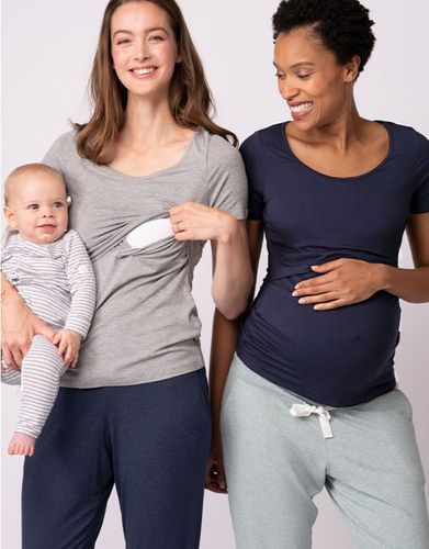Lot de 2 t-shirts grossesse et allaitement - Gris/Bleu - Seraphine - Modalova