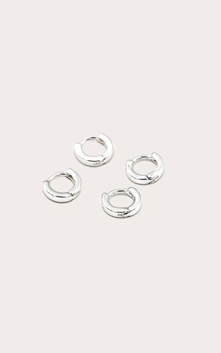 Silver Lot De 2 Créoles Fines Plaquées Argent Véritable - PrettyLittleThing - Modalova