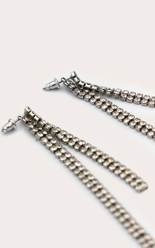 Silver Boucles D'oreilles Fines Ornées De Strass - PrettyLittleThing - Modalova