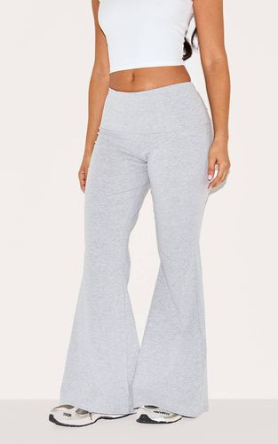 Grey Marl Pantalon Évasé Petite En Coton Avec Détail Plissé | Taille 42 - PrettyLittleThing - Modalova