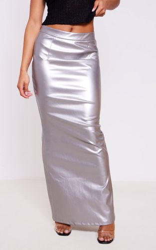 Silver Jupe Longue En Synthétiquecuir Métallisé | Taille 42 - PrettyLittleThing - Modalova