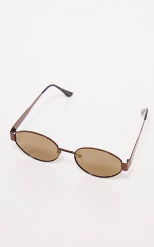 Lunettes De Soleil Rondes À Monture Métallique - PrettyLittleThing - Modalova