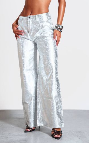 Silver Jean Large En Denim Effet Craquelé Enduit | Taille 42 - PrettyLittleThing - Modalova
