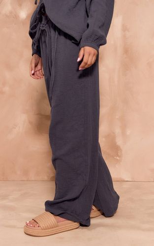 Dark Blue Pantalon Large En Gaze Texturée | Taille 42 - PrettyLittleThing - Modalova