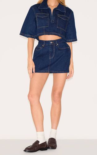 Mini-jupe En Denim À Coutures Contrastées | Taille 32 - PrettyLittleThing - Modalova