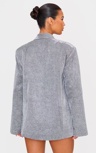 Silver Blazer Oversize À Paillettes Avec Ourlet Courbe | Taille 32 - PrettyLittleThing - Modalova