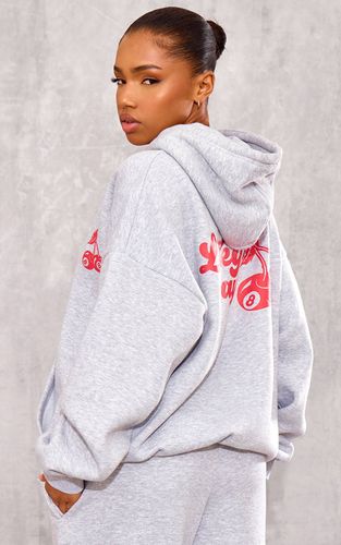 Grey Marl Sweat À Casynthétiqueche Oversize Imprimé Cerises | Taille XS - PrettyLittleThing - Modalova