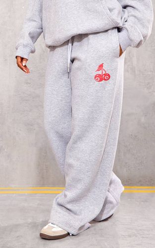 Grey Marl Jogging Large À Jambes Amples Imprimé Cerises | Taille XS - PrettyLittleThing - Modalova