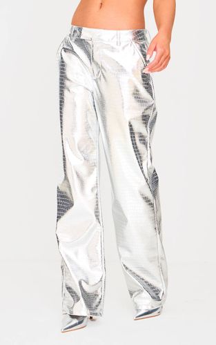 Silver Pantalon En Synthétiquecuir Effet Crocodile Métallisé | Taille 32 - PrettyLittleThing - Modalova