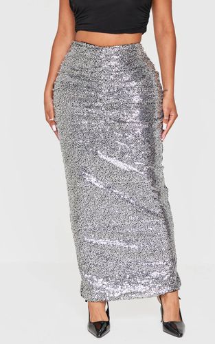 Silver Jupe Maxi Shape À Sequins Avec Fronces Et Décolleté En V | Taille 34 - PrettyLittleThing - Modalova