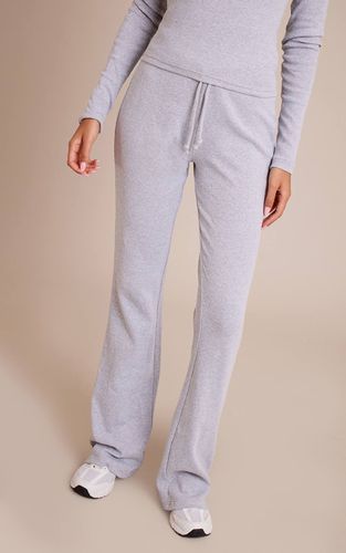 Grey Marl Pantalon Évasé Côtelé À Cordon De Serrage Tall | Taille 42 - PrettyLittleThing - Modalova