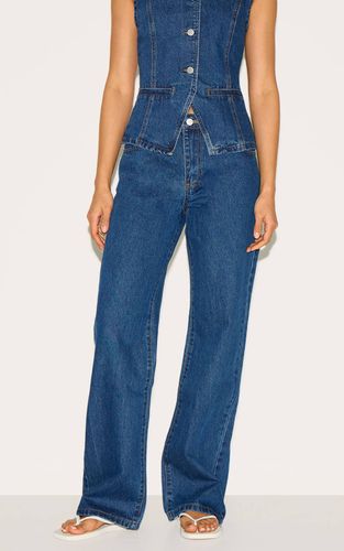 Dark Blue Jean Droit Taille Mi-haute | Taille 32 - PrettyLittleThing - Modalova