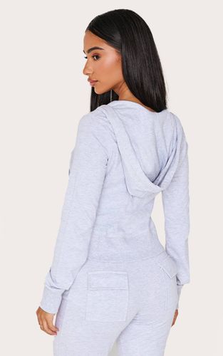 Grey Marl Haut De Survêtement Ajusté À Fermeture Éclair Petite | Taille XS - PrettyLittleThing - Modalova