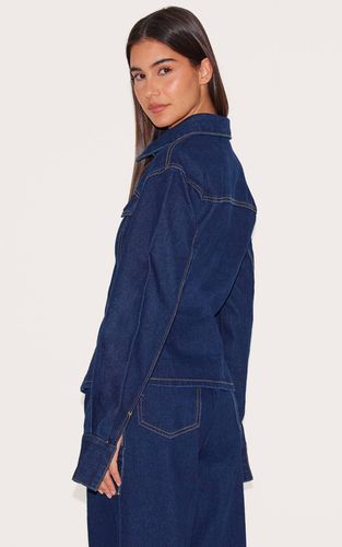 Veste En Jean À Manches Longues Avec Taille Cintrée | Taille 42 - PrettyLittleThing - Modalova