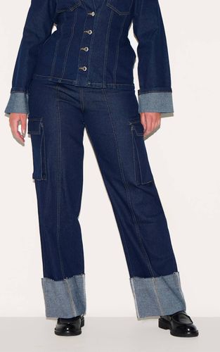 Jean Cargo Taille Haute En Denim Stretch Shape Avec Ourlets Retroussés | Taille 34 - PrettyLittleThing - Modalova