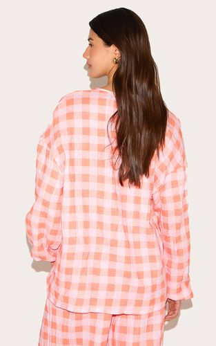 Ensemble Chemise À Carreaux En Gaze De Coton À Manches Longues Avec Nœud Devant | Taille 32 - PrettyLittleThing - Modalova