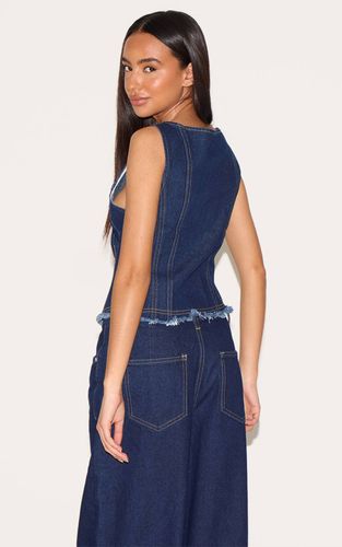 Gilet Long Ajusté Sans Manches En Denim Petite | Taille 32 - PrettyLittleThing - Modalova