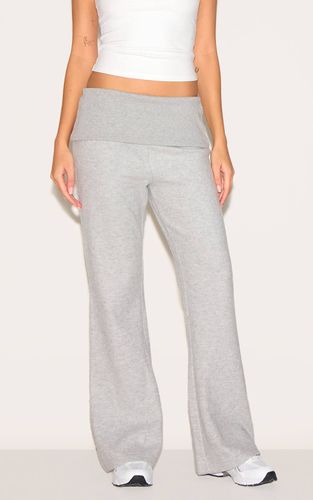 Grey Marl Pantalon De Détente Évasé Taille Repliable Ultra Doux | Taille 44 - PrettyLittleThing - Modalova