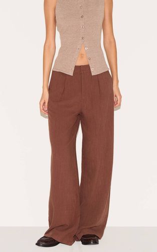 Dark Chocolate Pantalon Droit Ajusté En Mélange De Lin | Taille 32 - PrettyLittleThing - Modalova