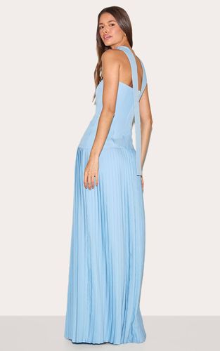 Pale Blue Robe Maxi Plissée Asymétrique En Tissu Tissé | Taille 42 - PrettyLittleThing - Modalova