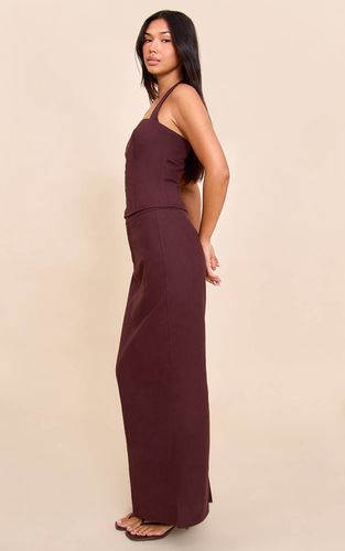 Deep Chocolate Jupe Longue Évasée En Lin Premium Coordonné | Taille 32 - PrettyLittleThing - Modalova