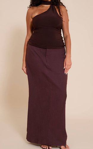 Deep Chocolate Jupe Longue Évasée En Lin Premium Grande Taille Coordonnée | Taille 44 - PrettyLittleThing - Modalova