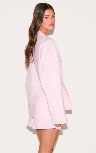 Baby Pink Ensemble Pyjama Court En Popeline De Coton À Ourlet À Volants | Taille Medium - PrettyLittleThing - Modalova