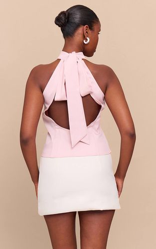 Pale Pink Haut Tissé Col Montant Avec Détail Nœud | Taille 42 - PrettyLittleThing - Modalova