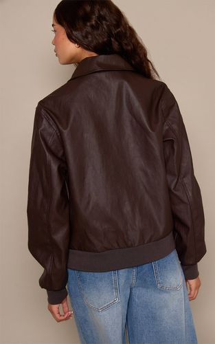 Dark Chocolate Veste Bomber En Synthétiquecuir | Taille 42 - PrettyLittleThing - Modalova