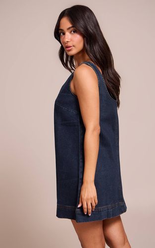 Robe Mini Évasée En Denim Sans Manches Petite | Taille 30 - PrettyLittleThing - Modalova