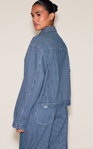 Dark Blue Veste En Jean Classique À Rayures | Taille 42 - PrettyLittleThing - Modalova