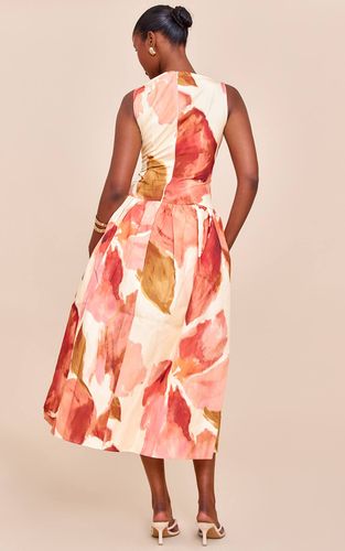 Robe Mi-longue À Taille Basse Et Imprimé Fleuri | Taille 42 - PrettyLittleThing - Modalova