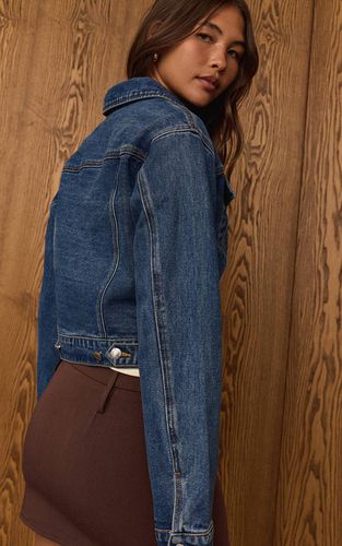 Dark Blue Veste En Jean Coupe Ajustée | Taille 32 - PrettyLittleThing - Modalova