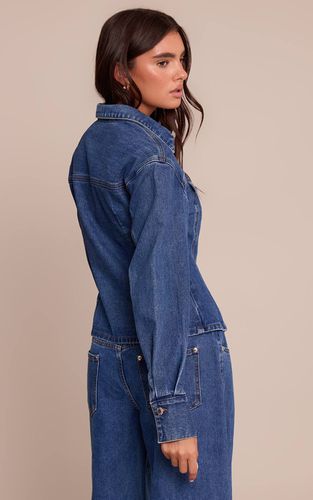 Dark Blue Veste En Jean Cintrée À La Taille Manches Longues | Taille 32 - PrettyLittleThing - Modalova