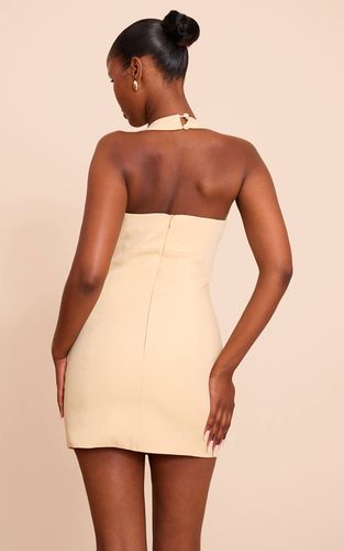 Almond Robe Courte Tissée À Col Licou Avec Détails Boutonnés | Taille 42 - PrettyLittleThing - Modalova